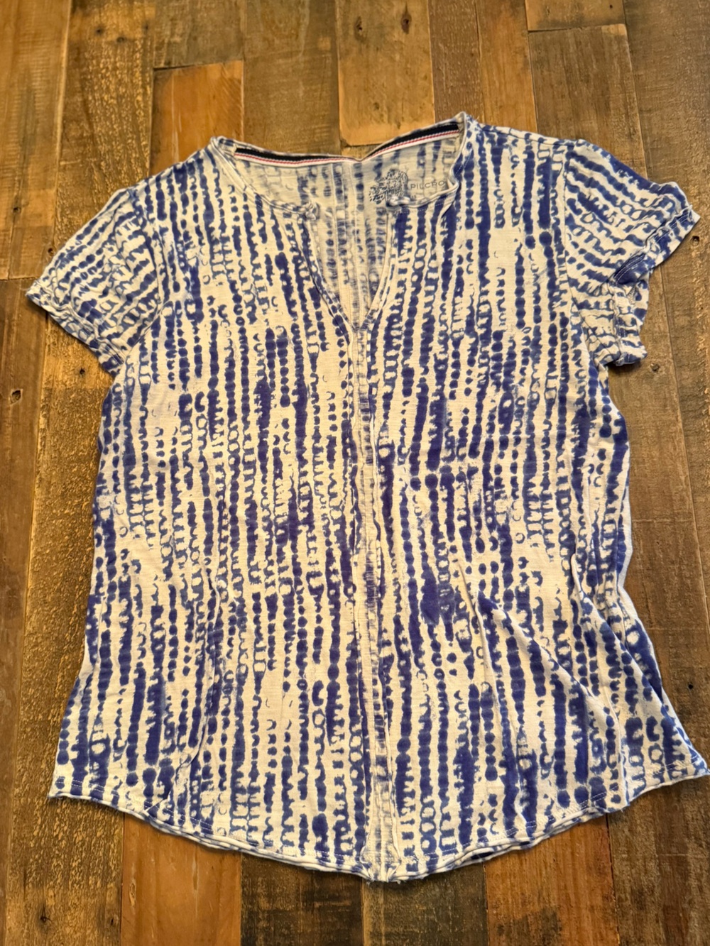 Pilcro Blue and White Striped Short Sleeve Top